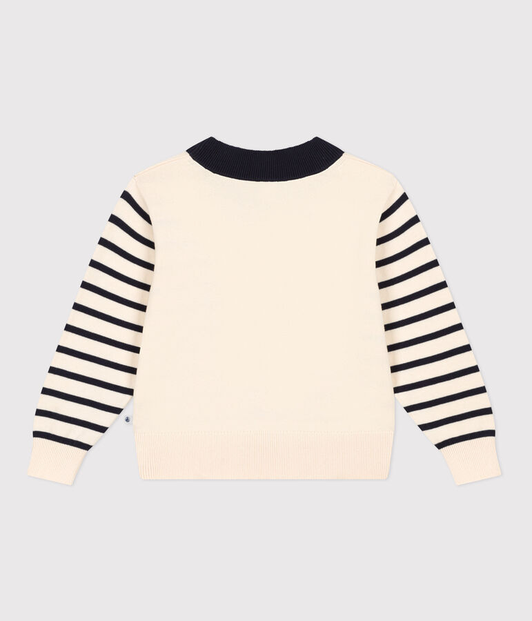 Unisex children's cotton Breton jumper Ecru/multicolor