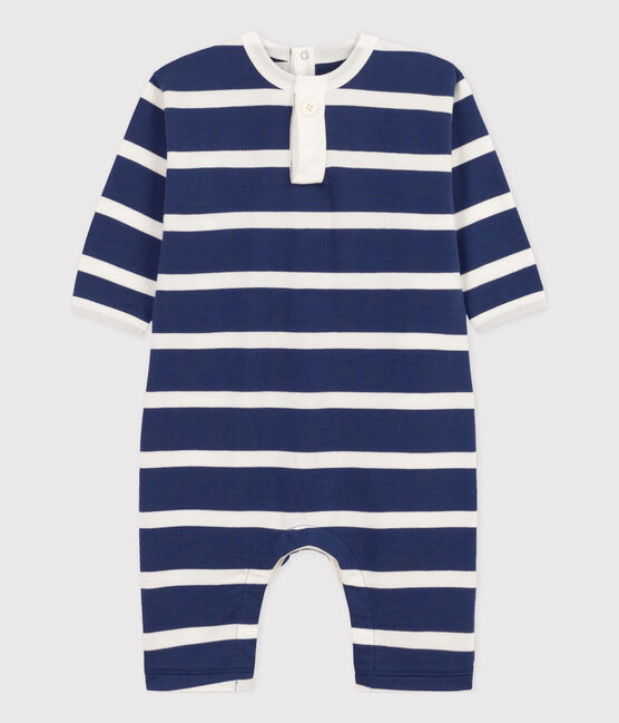 Babies' Stripy Fleece Jumpsuit CHALOUPE /MARSHMALLOW