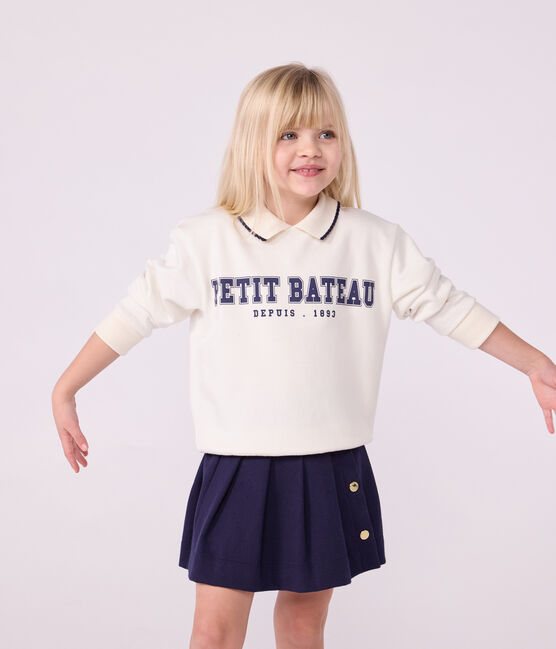 Children's printed cotton sweatshirt MILK Ecru