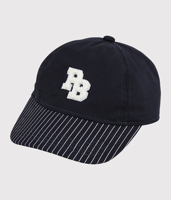 Baby Boys' Terry Cap with Badge. SMOKING blue/MARSHMALLOW white