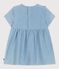 Babies' short-sleeved cotton dress in chambray, embroidered with hearts BLEU CLAIR blue