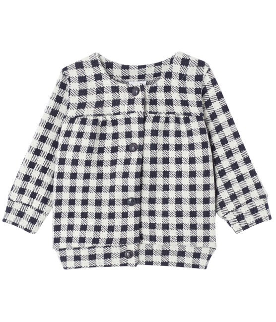 Baby girl's gingham cardigan SMOKING blue/COQUILLE beige
