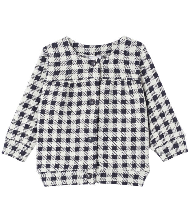 Baby girl's gingham cardigan blue/white