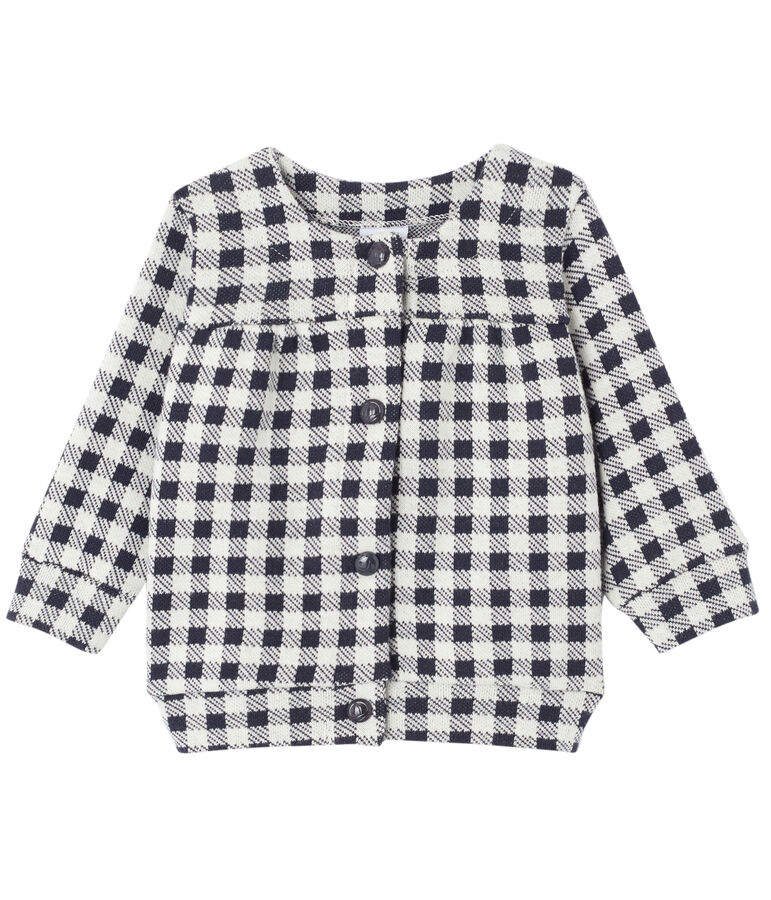 Baby girl's gingham cardigan blue/white