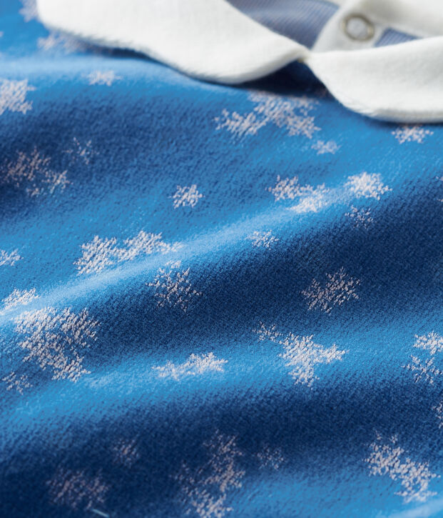 Baby Girls' Velour Sleepsuit blue/white