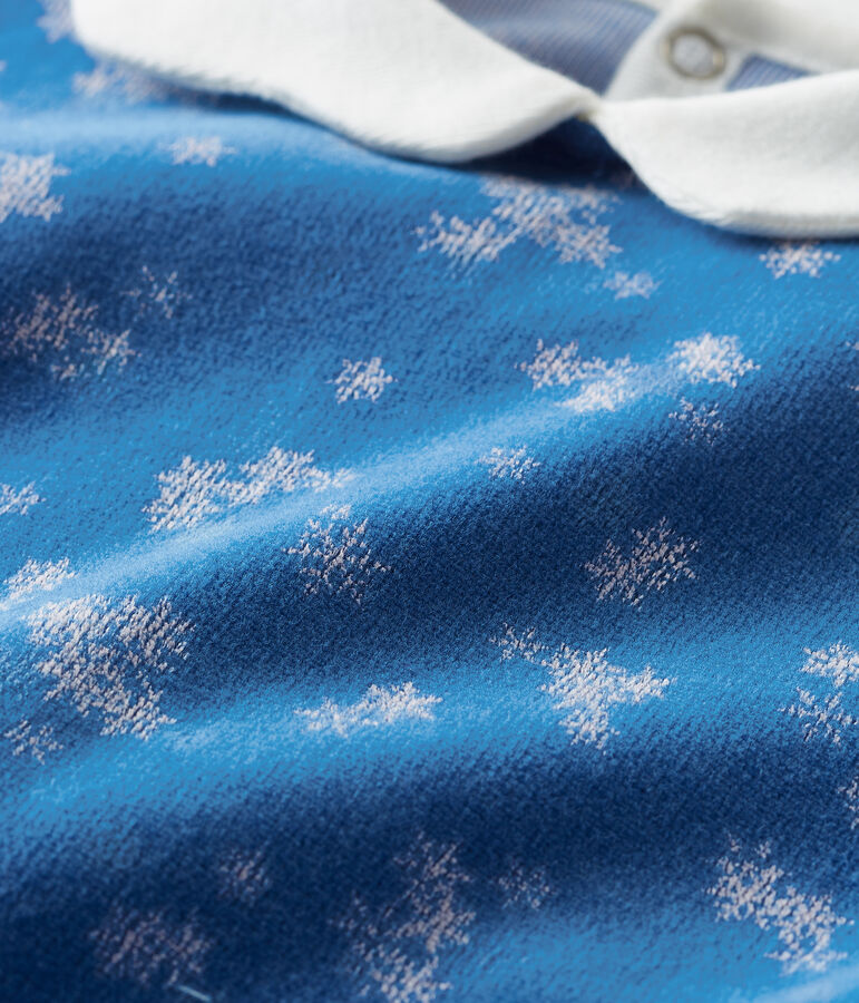 Baby Girls' Velour Sleepsuit blue/white