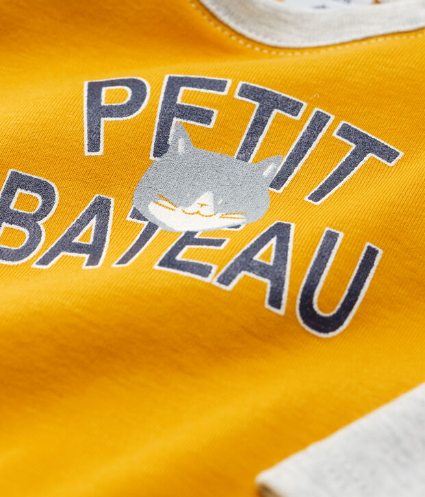 Babies' Cotton T-Shirt yellow/grey