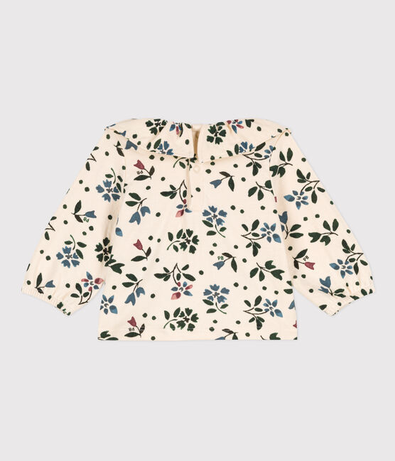 Babies' Long-Sleeved Patterned Cotton Gauze Blouse AVALANCHE white/MULTICO