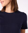 Women's Iconic plain short-sleeved rib knit T-shirt SMOKING blue
