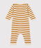 Babies' Stripy Knit Jumpsuit AVALANCHE white/ECUREUIL