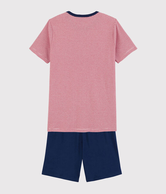Unisex Stripy Red Ribbed Short Pyjamas MEDIEVAL blue/MULTICO white