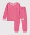 Children's plain ribbed velour pyjamas pink