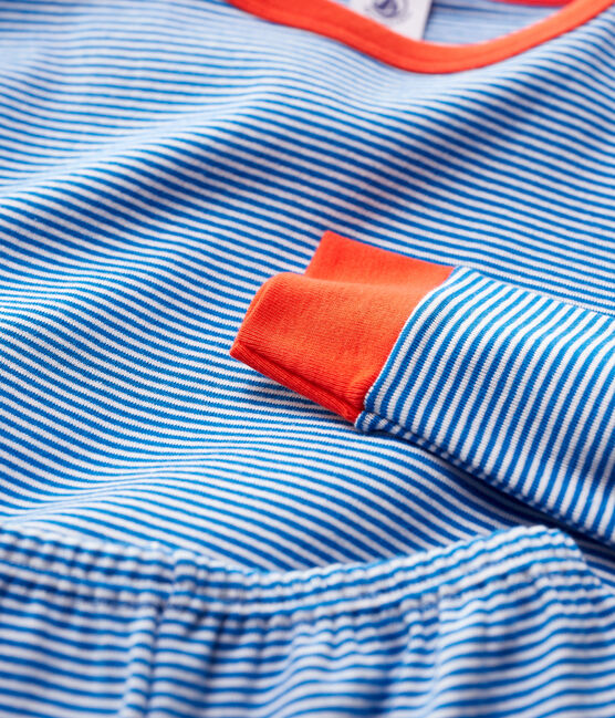 Boys' Snugfit Pinstriped Pyjamas RUISSEAU blue/MARSHMALLOW white