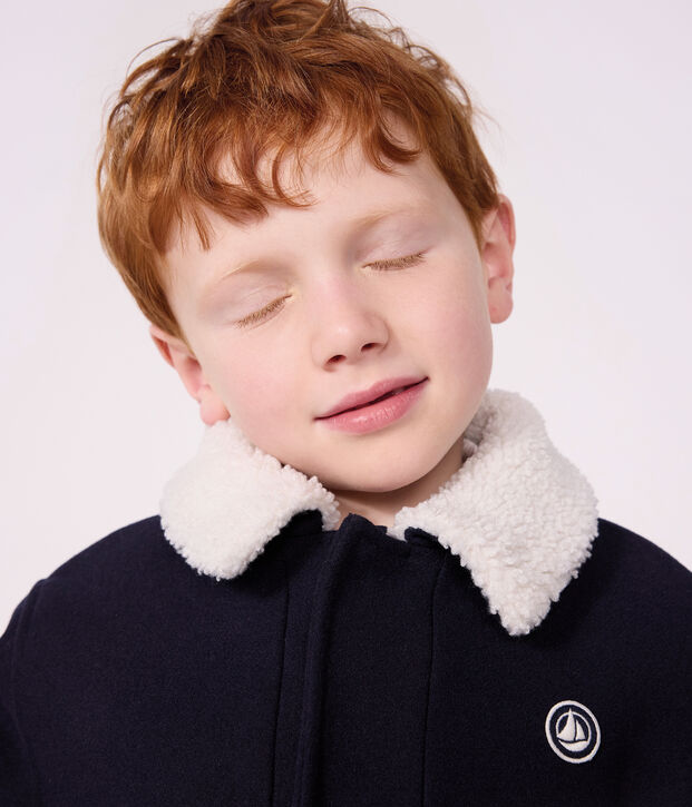 Children's pea coat-style jacket in plain woollen broadcloth SMOKING