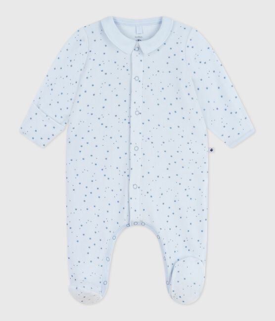 Babies' printed velour pyjama suit with a collar FRAICHEUR /ADRIATIC