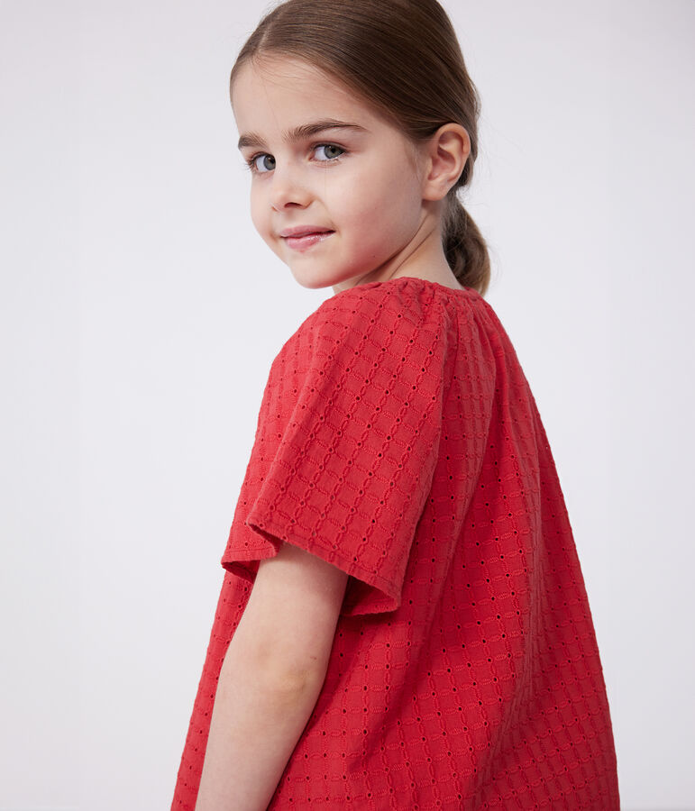 Children's short-sleeved cotton blouse with a floral pattern SPI