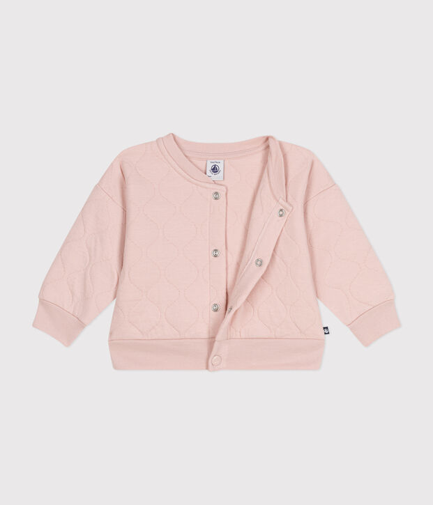 Babies' Quilted Tube Knit Baseball Jacket pink
