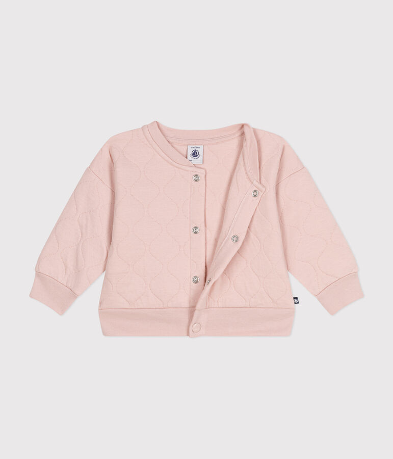 Babies' Quilted Tube Knit Baseball Jacket pink