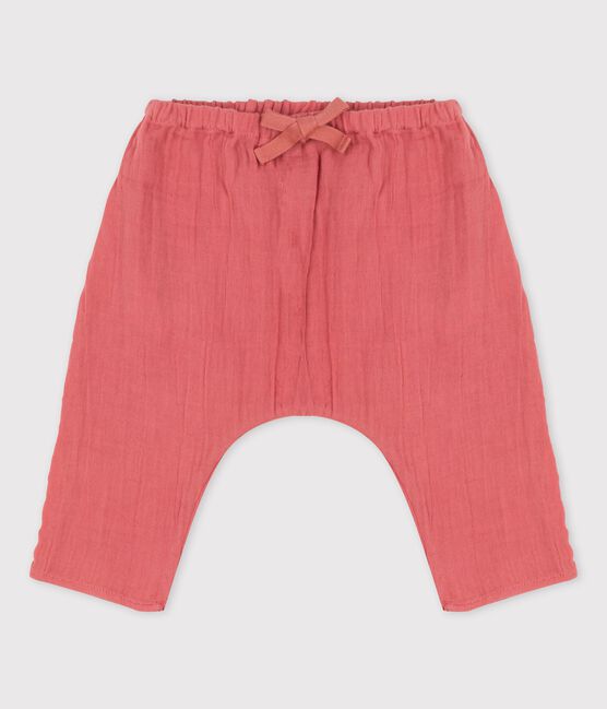 Babies' Plain Organic Cotton Gauze Harem Pants PAPAYE pink