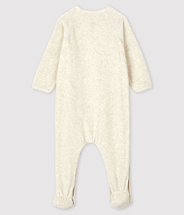 Babies' Velour Cat Sleepsuit beige