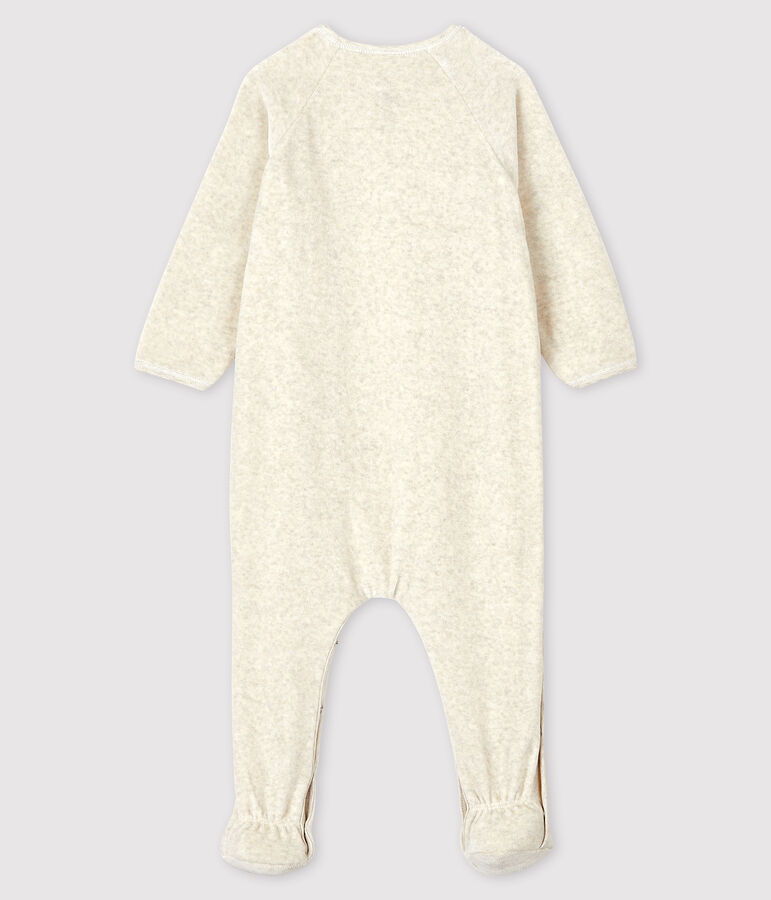 Babies' Velour Cat Sleepsuit beige