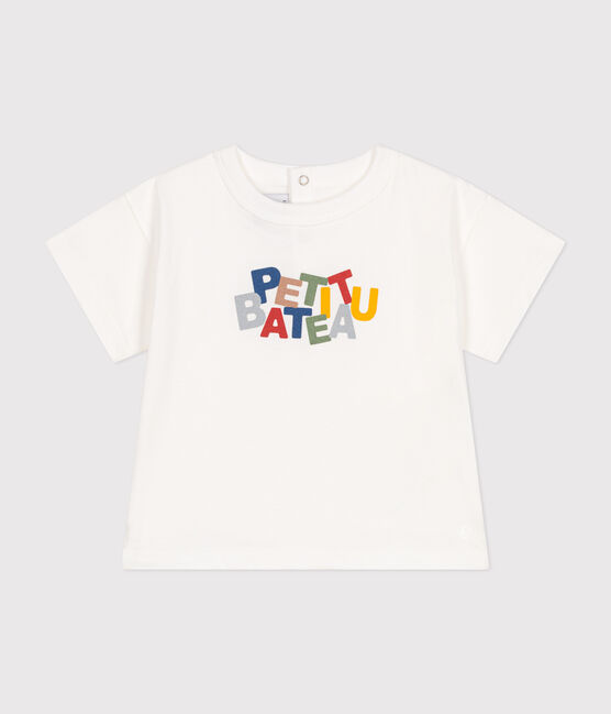 Babies' short-sleeved T-shirt in fine jersey MARSHMALLOW white