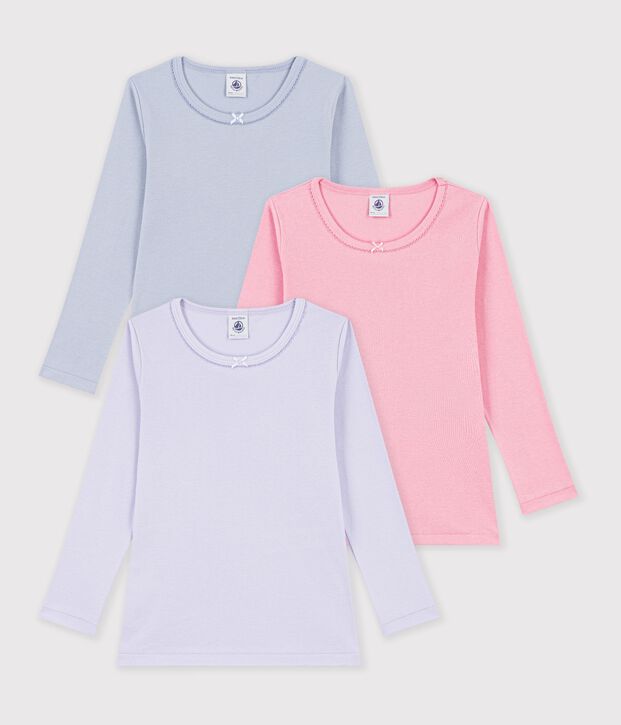 Pack of children's long-sleeved plain T-shirts multicolor