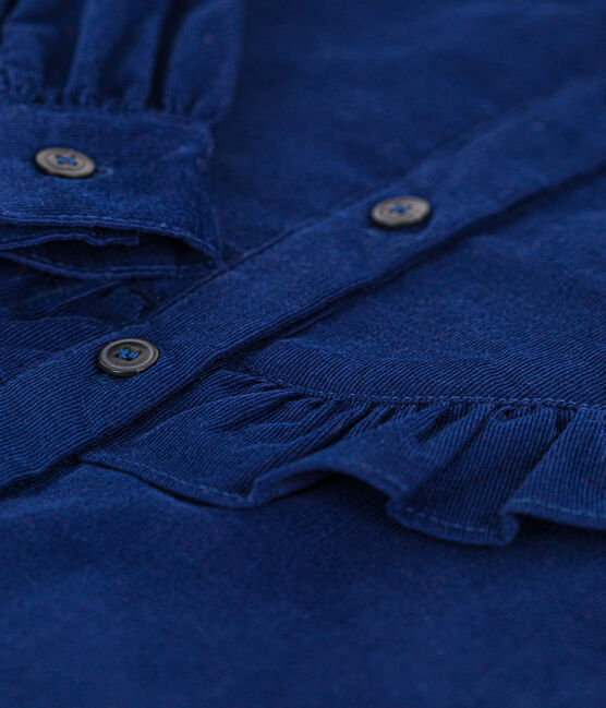Girls' Velvet Blouse BLEU FONCE
