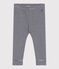 Babies' pinstripe print cotton leggings SMOKING blue/MARSHMALLOW white