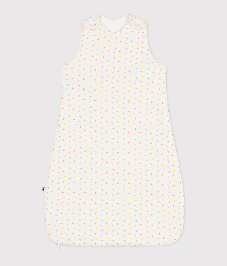 Baby sleeping bag in printed cotton TOG 1.5 MARSHMALLOW white/MULTICO white