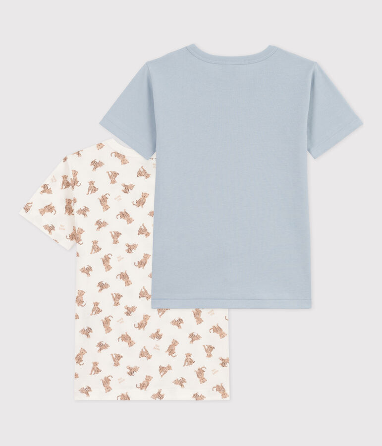 Boys' Short-Sleeved Leopard Pattern Cotton T-shirts - 2-Pack multicolor