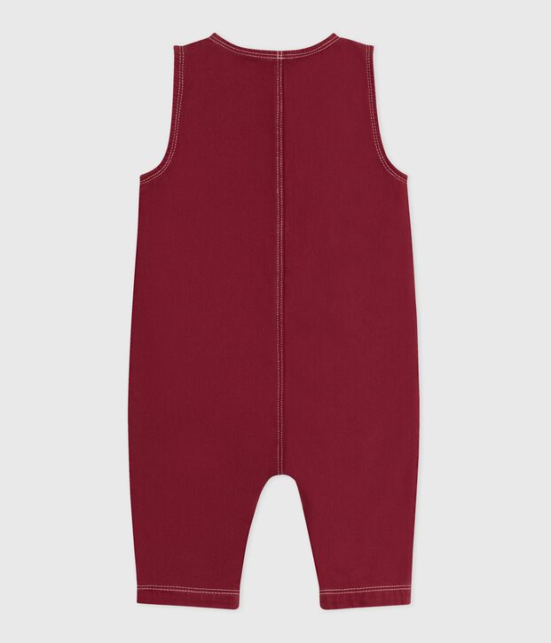 Babies' long plain denim jumpsuit red
