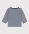 Babies' Stripy Slub Jersey Long-Sleeved T-Shirt MEDIEVAL blue/MARSHMALLOW white