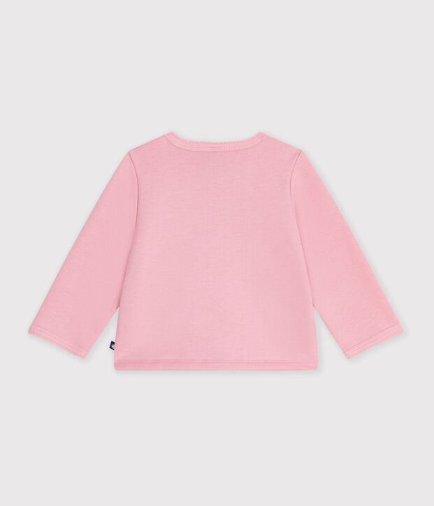 Babies' plain cotton cardigan with a heart badge CHARMI