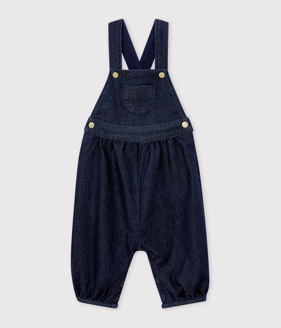 Baby girl's soft denim dungarees DENIM BLEU FONCE blue