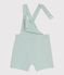 Babies' short-legged plain cotton/linen dungarees blue