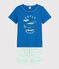Boys' Sealife Pattern Short Cotton Pyjamas COOL blue/MULTICO ecru