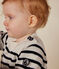 Babies' jumper in a wool and cotton knit MARSHMALLOW white/SMOKING blue