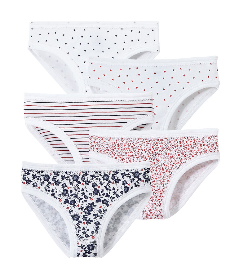 Set of 5 girls' panties white
