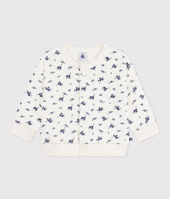 Babies' floral-print cotton cardigan MILK blue/SOIR