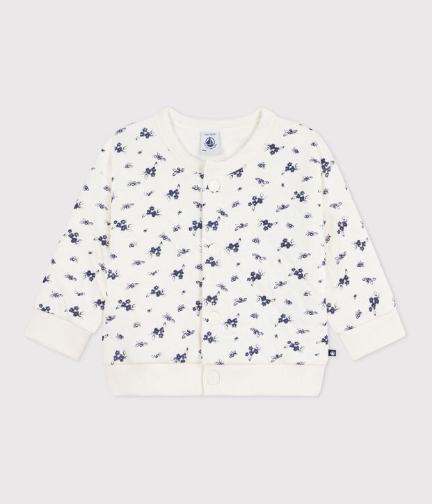 Babies' floral-print cotton cardigan blue/blue