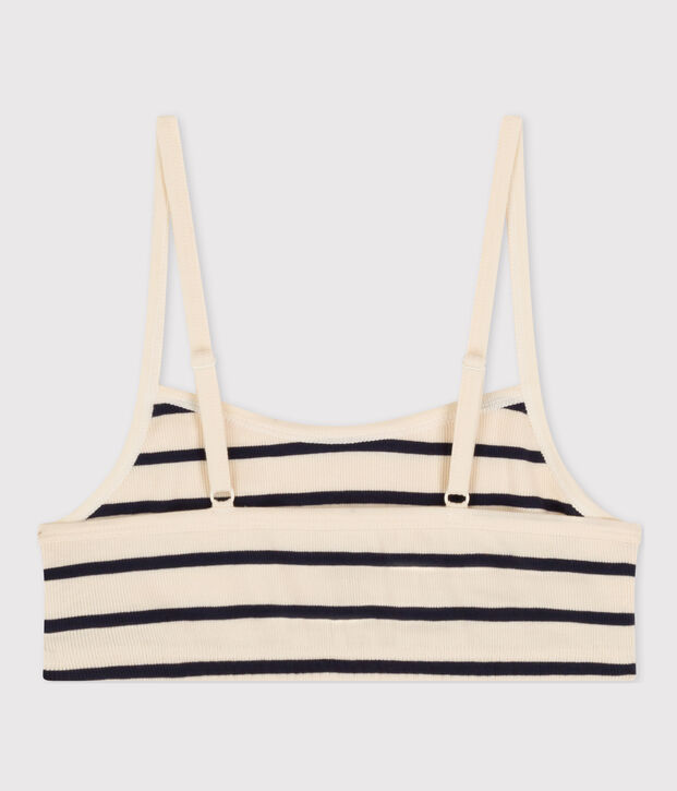 Women's Non-Wired Bra Ecru/blue