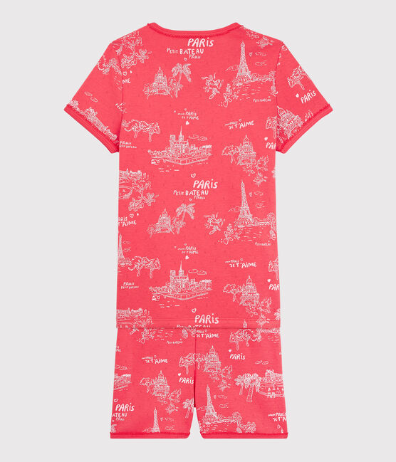 Girls' Paris Print Cotton Short Pyjamas GROSEILLER pink/FLEUR pink
