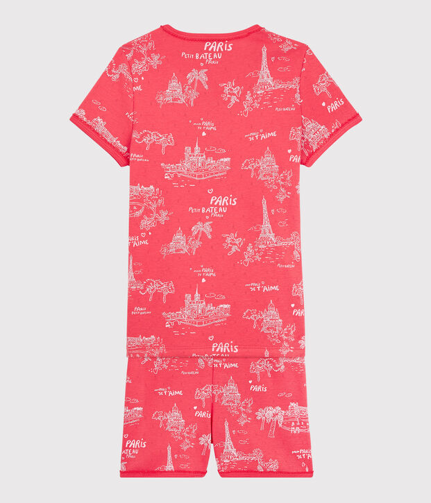 Girls' Paris Print Cotton Short Pyjamas pink/pink