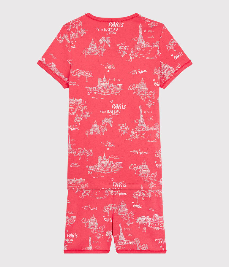 Girls' Paris Print Cotton Short Pyjamas pink/pink