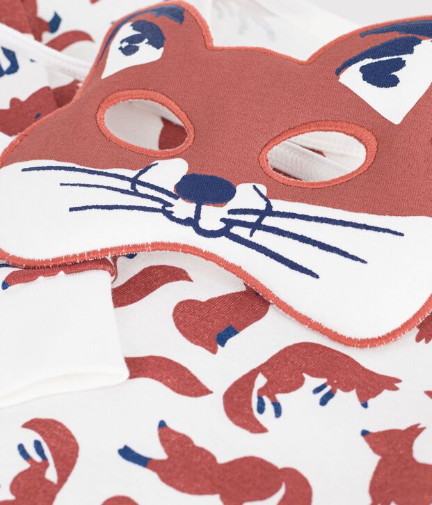 Children's cotton fox costume pyjamas white/multicolor