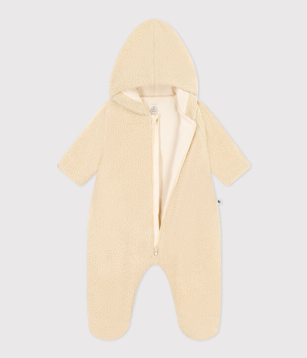Babies' Hooded Sherpa Snowsuit Ecru
