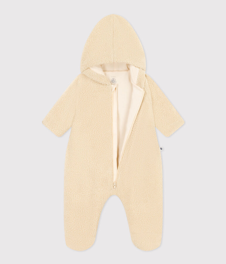 Babies' Hooded Sherpa Snowsuit Ecru