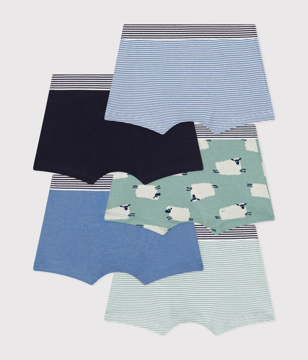 Children's sheep-patterned cotton boxers - 5-pack multicolor