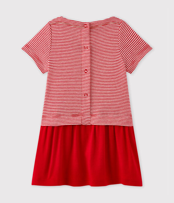 Baby girl's milleraies-striped dress TERKUIT red/MARSHMALLOW white